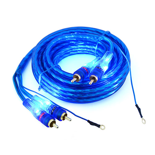 Blue Spiral RCA Cable with AL Foil Shielding & Led Indicator