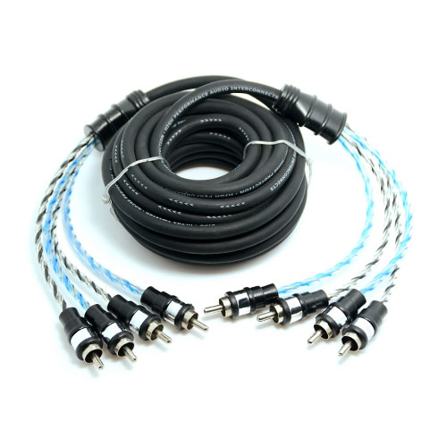 4-CH Black Matt Spiral RCA Cable with AL Foil Shielding