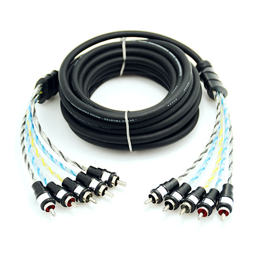 5-CH Black Matt Spiral RCA Cable with AL Foil Shielding