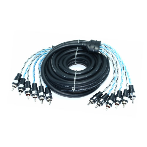 6-CH Black Matt Spiral RCA Cable with AL Foil Shielding